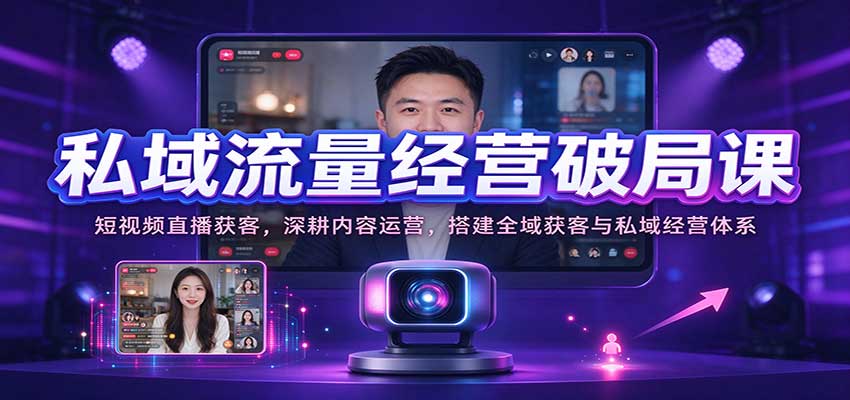 私域流量经营破局课：短视频直播获客，深耕内容运营，搭建全域获客与私域经营体系-翌晨科技网