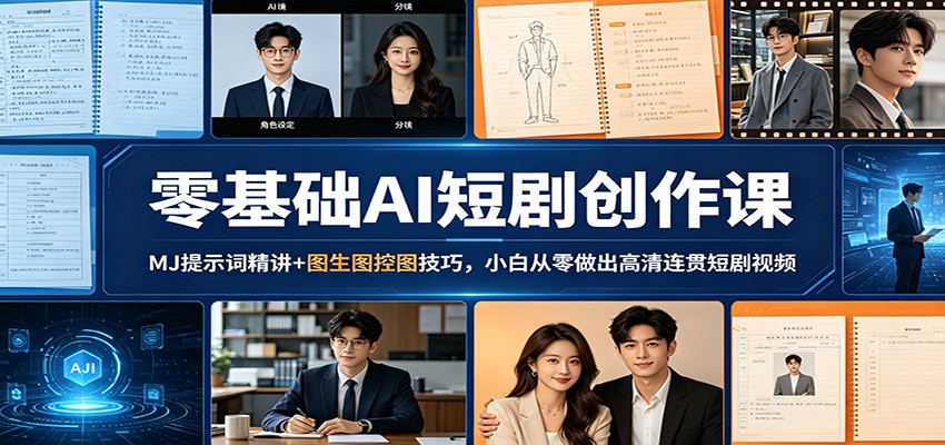 零基础AI短剧创作课：MJ提示词精讲+图生图控图技巧，小白从零做出高清连贯短剧视频-翌晨科技网