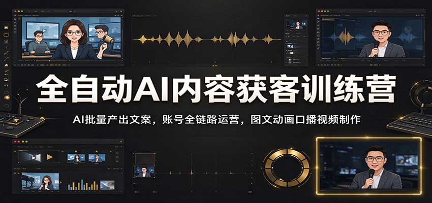 全自动AI内容获客训练营：AI批量产出文案，账号全链路运营，图文动画口播视频制作-翌晨科技网
