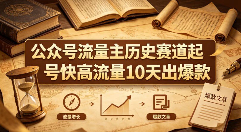 公众号流量主之历史赛道，起号快+高流量，10天就能出爆款！-翌晨科技网