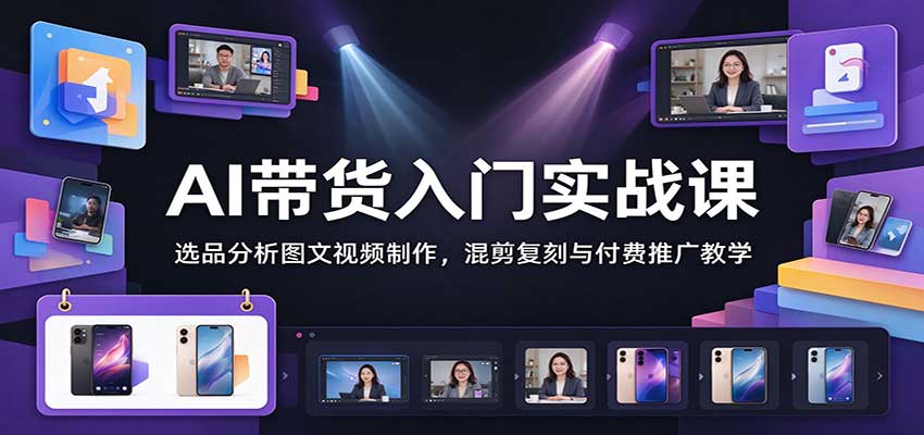 AI带货入门实战课:选品分析图文视频制作,混剪复刻与付费推广教学-翌晨科技网