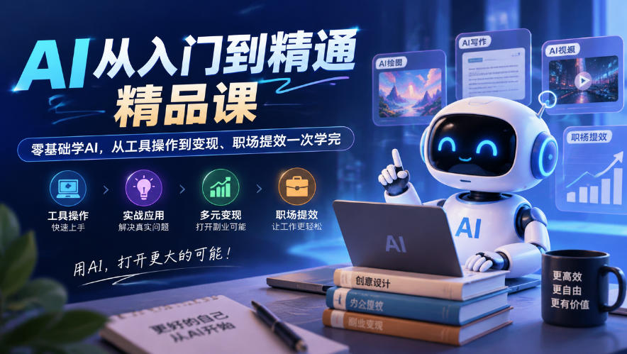 AI从入门到精通精品课，零基础学AI，从工具操作到变现、职场提效一次学完-翌晨科技网