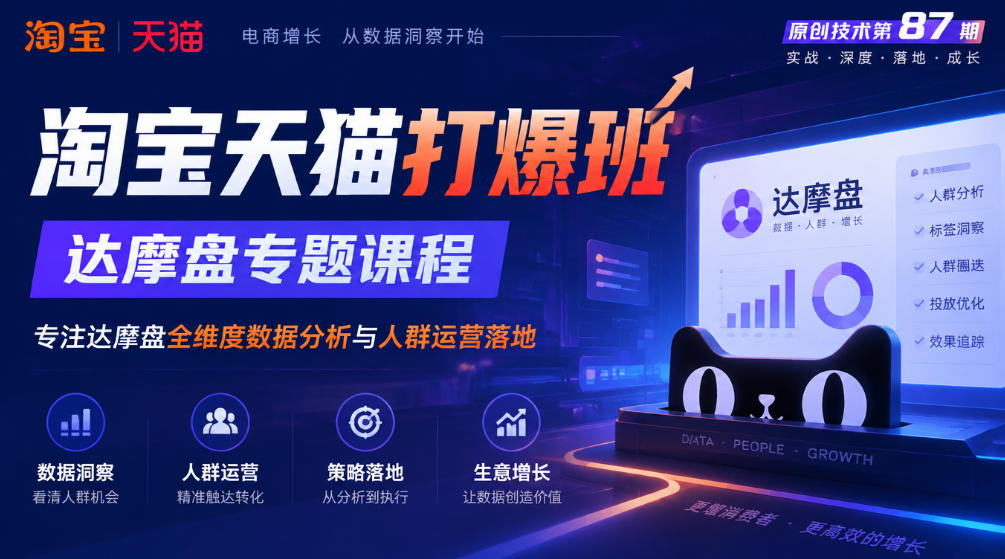 《淘宝天猫打爆班》原创技术第87期，达摩盘专题课程，专注达摩盘全维度数据分析与人群运营落地-翌晨科技网