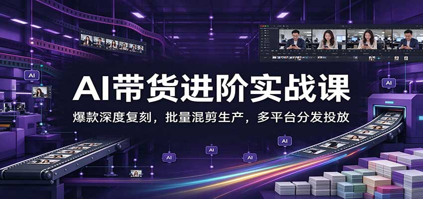 AI带货进阶实战课:爆款深度复刻,批量混剪生产,多平台分发投放-翌晨科技网