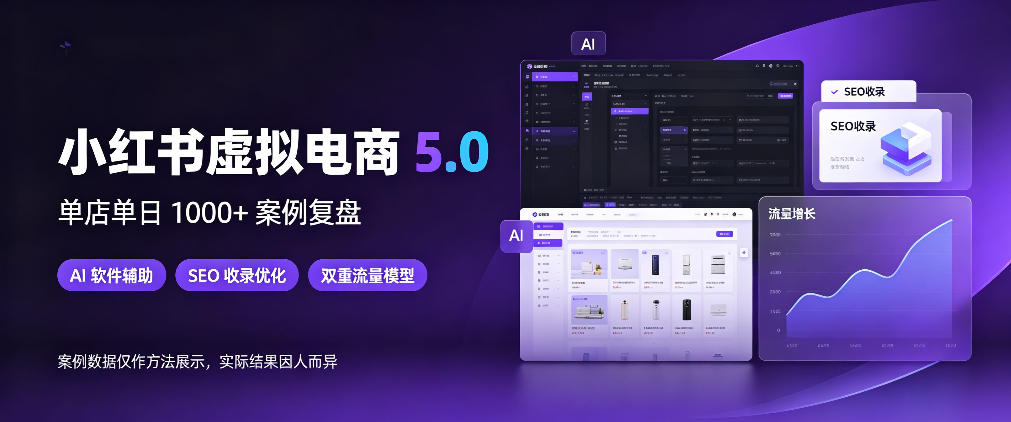 小红书虚拟电商5.0，单店单日1000+，AI软件+SEO收录，双重流量稳定出单【揭秘】-翌晨科技网
