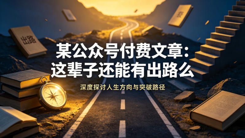 某公众号付费文章：这辈子还能有出路么-翌晨科技网