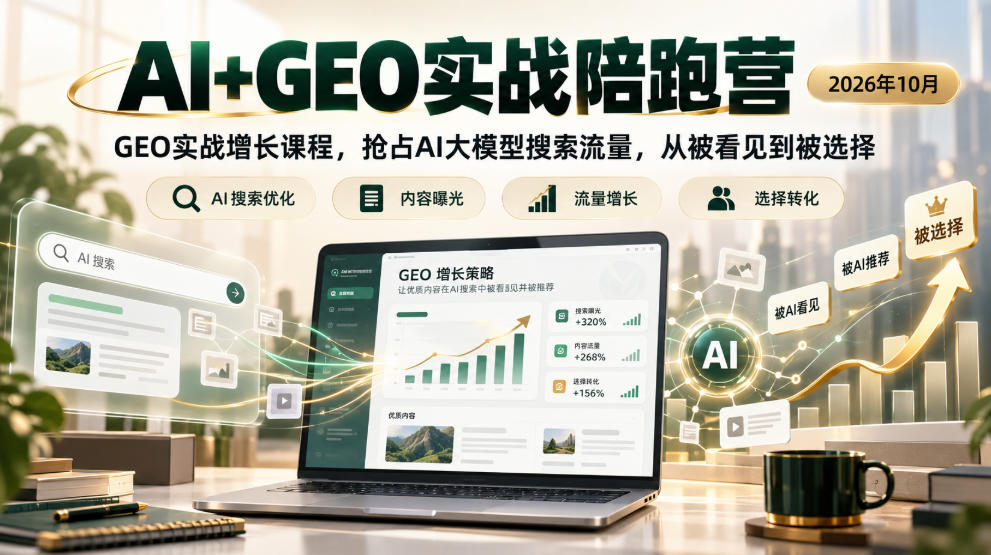 AI+GEO实战陪跑营2026年10月，GEO实战增长课程，抢占AI大模型搜索流量，从被看见到被选择-翌晨科技网
