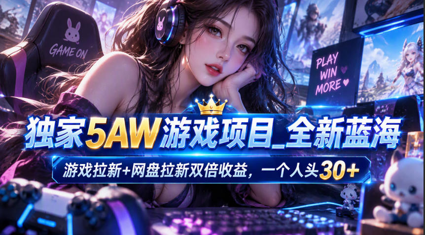 独家5AW游戏蓝海项目_游戏拉新+网盘拉新双倍收益，拉新一个30米-翌晨科技网