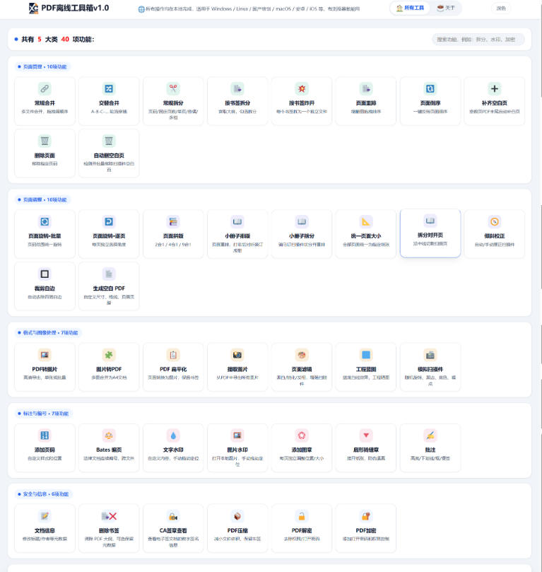 图片[2]-免费PDF工具箱！4MB离线运行，40+功能，合并拆分压缩加密全搞定！-翌晨科技网