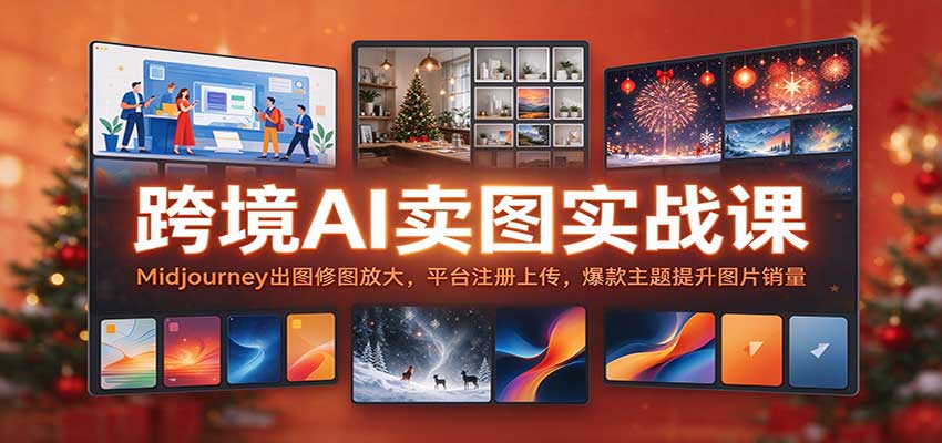 跨境AI卖图实战课：Midjourney出图修图放大，平台注册上传，爆款主题提升图片销量-翌晨科技网