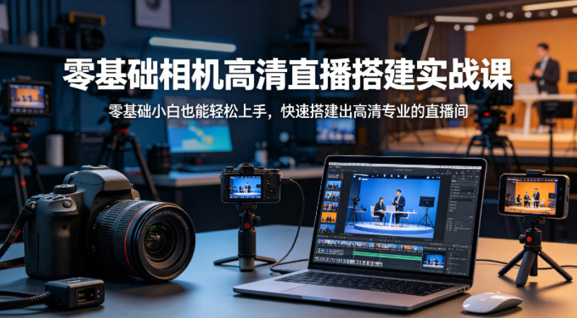 零基础相机高清直播间搭建实战课，小白也能轻松上手，快速搭建出高清专业的直播间-翌晨科技网