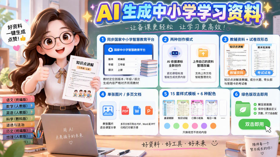 孩子的教辅别再乱买了：同步国家中小学智慧平台，AI一键生成图文教辅和试卷-翌晨科技网