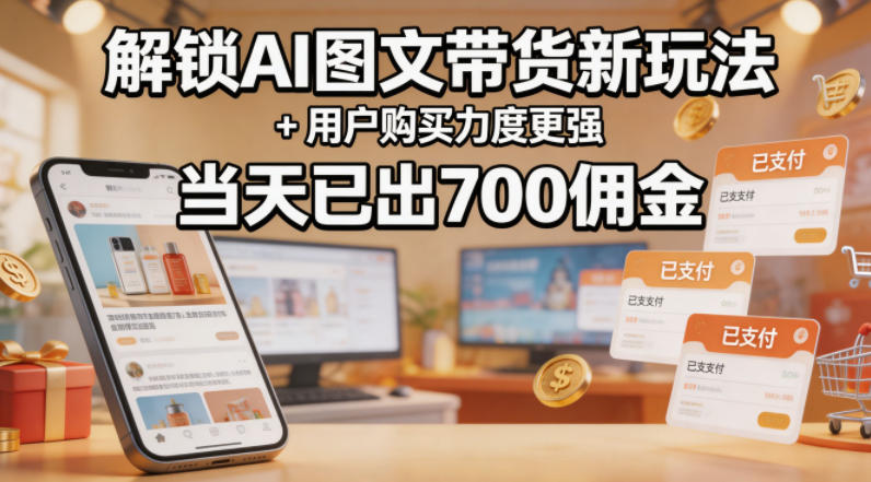 解锁ai图文带货新玩法+用户购买力度更强,当天已出700佣金,详细拆解-翌晨科技网