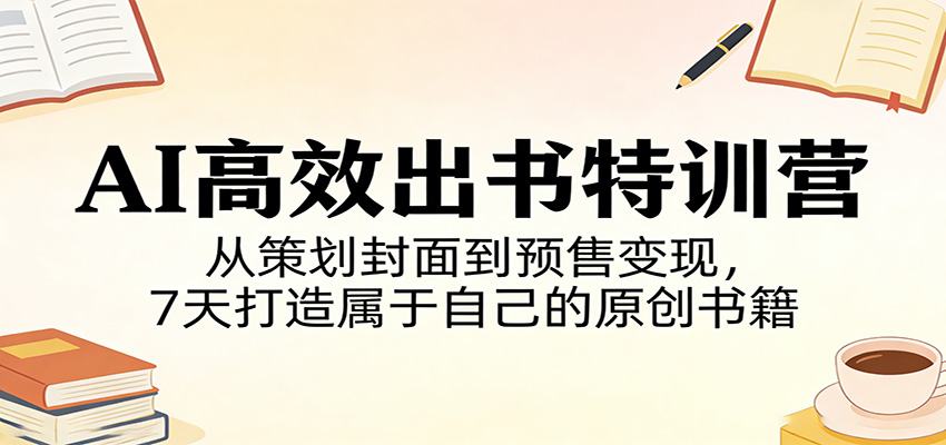 AI高效出书特训营：从策划封面到预售变现，7天打造属于自己的原创书籍-翌晨科技网