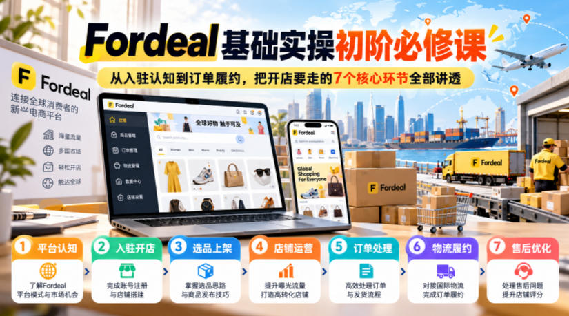 Fordeal基础实操初阶必修课，从入驻认知到订单履约，把开店要走的7个核心环节全部讲透-翌晨科技网