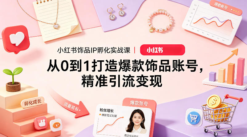 小红书饰品IP孵化实战课｜从0到1打造爆款饰品账号，精准引流变现-翌晨科技网