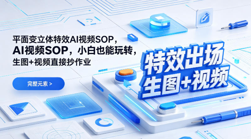 （特效出场）平面变立体特效AI视频SOP，小白也能玩转，生图+视频直接抄作业-翌晨科技网