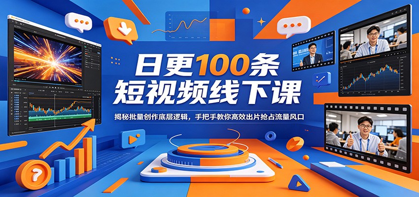 日更100条短视频线下课：揭秘批量创作底层逻辑，手把手教你高效出片抢占流量风口-翌晨科技网