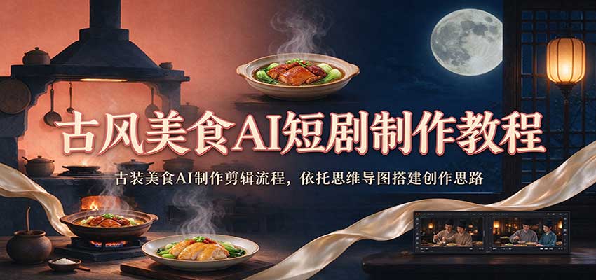 古风美食AI短剧制作教程：古装美食AI制作剪辑流程，依托思维导图搭建创作思路-翌晨科技网