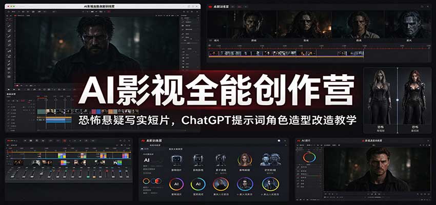 AI影视全能创作营：恐怖悬疑写实短片，ChatGPT提示词角色造型改造教学-翌晨科技网