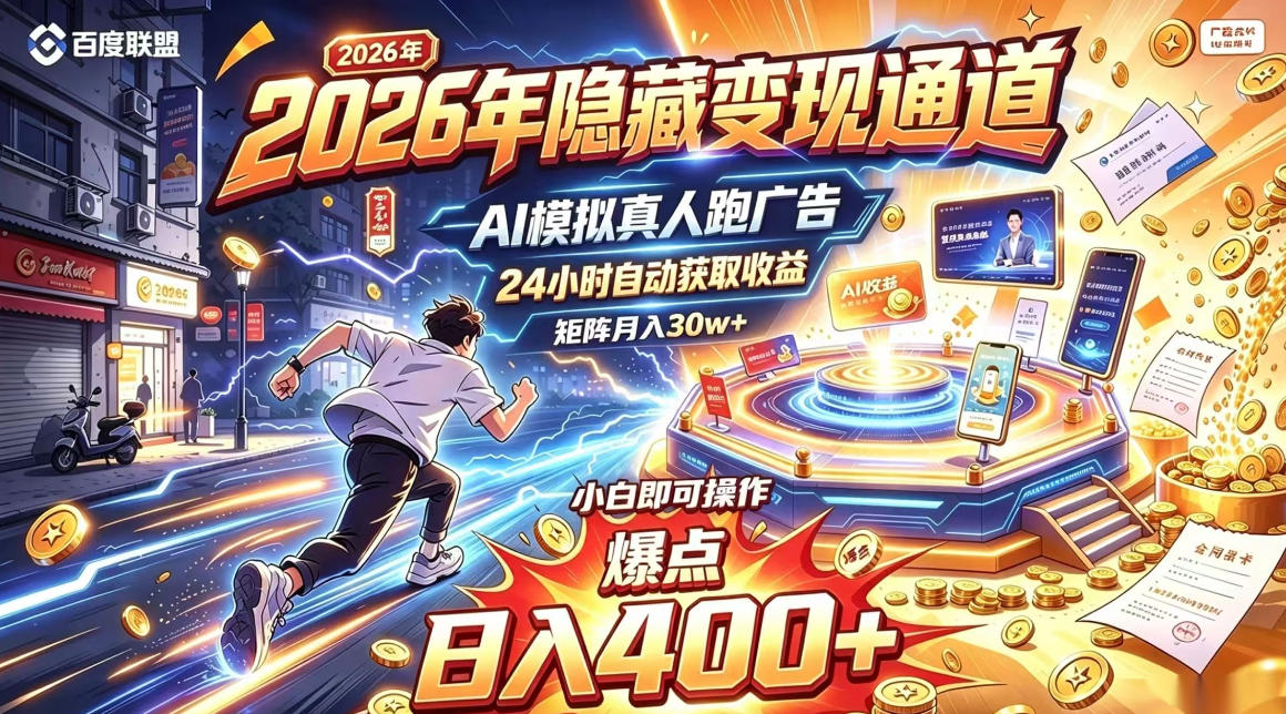 2026年别死磕自媒体，隐藏变现通道，AI模拟真人自动跑广告，小白即可操作，日入400+，矩阵月入可达到30w+【揭秘】-翌晨科技网
