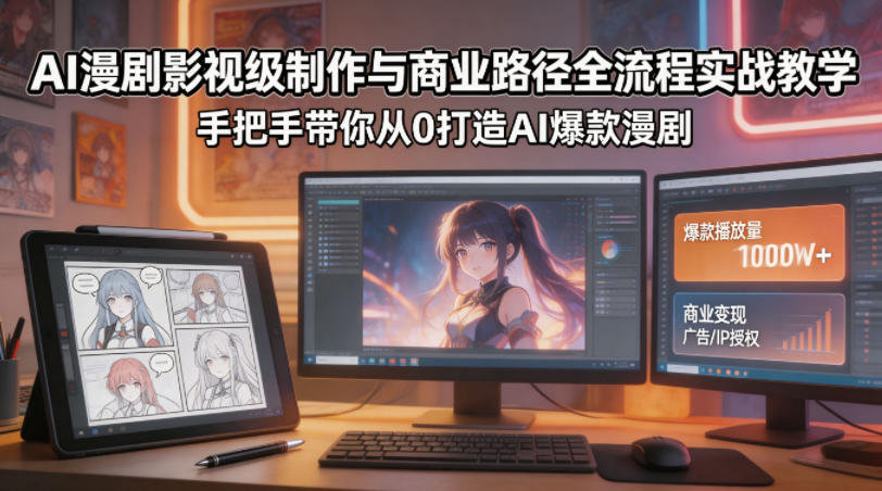 AI漫剧影视级制作与商业路径全流程实战教学，手带你从0打造AI爆款漫剧-翌晨科技网