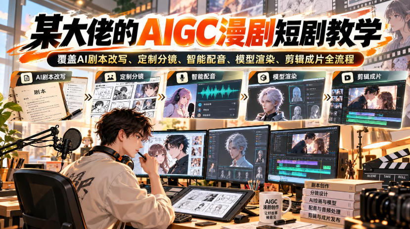 某大佬的AIGC漫剧短剧教学，覆盖AI剧本改写、定制分镜、智能配音、模型渲染、剪辑成片全流程-翌晨科技网