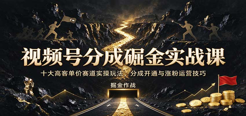 视频号分成掘金实战课：十大高客单价赛道实操玩法，分成开通与涨粉运营技巧-翌晨科技网