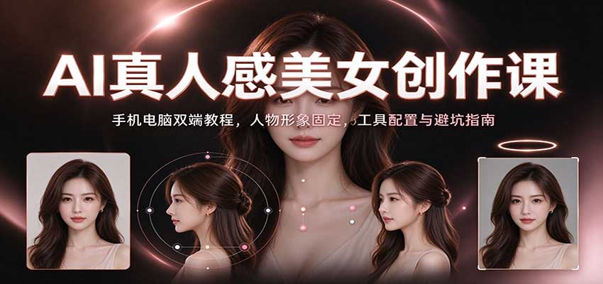 AI真人感美女创作课：手机电脑双端教程，人物形象固定，工具配置与避坑指南-翌晨科技网