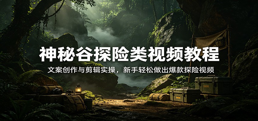 神秘谷探险类视频教程：文案创作与剪辑实操，新手轻松做出爆款探险视频-翌晨科技网
