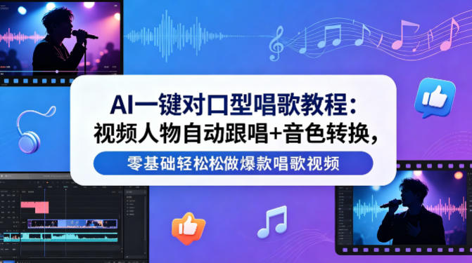 AI一键对口型唱歌教程：视频人物自动跟唱+音色转换，零基础轻松做爆款唱歌视频-翌晨科技网
