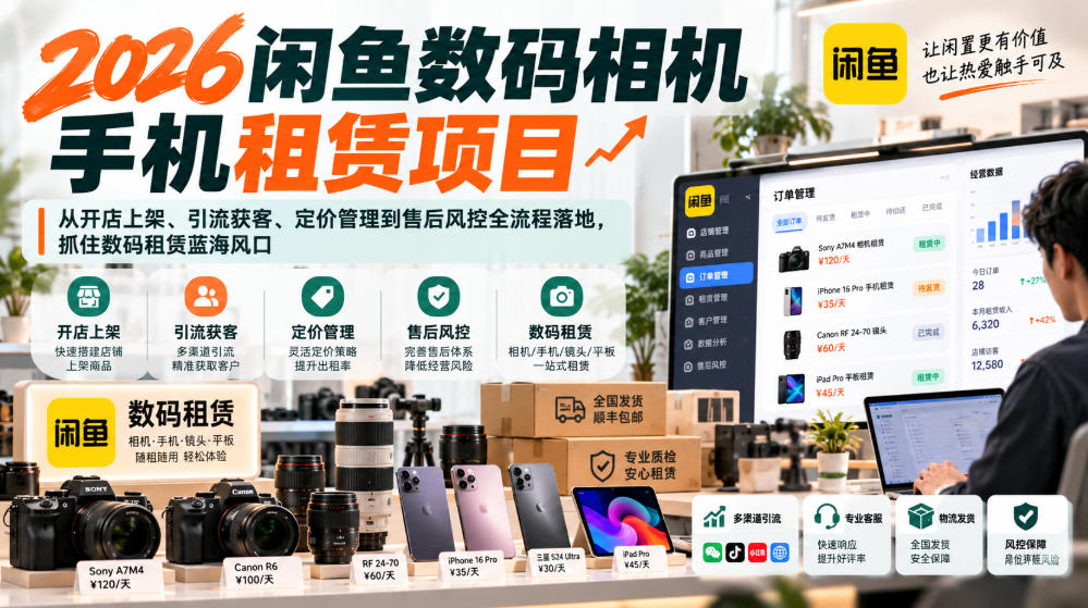 2026闲鱼数码相机手机租赁项目，从开店上架、引流获客、定价管理到售后风控全流程落地，抓住数码租赁蓝海风口-翌晨科技网