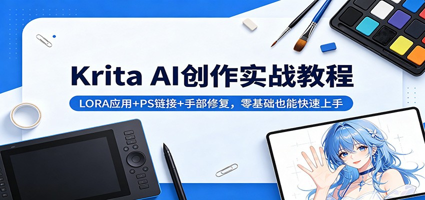 Krita AI创作实战教程：LORA应用+PS链接+手部修复，零基础也能快速上手-翌晨科技网