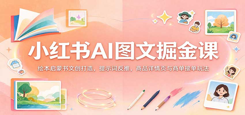 小红书AI图文掘金课：绘本启蒙书文创打造，提示词反推，商品详情页与商单接单玩法-翌晨科技网