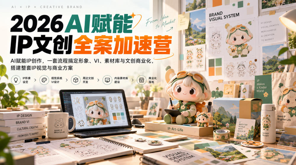 2026AI赋能ip文创全案加速营，AI赋能IP创作，一套流程搞定形象、VI、素材库与文创商业化，搭建整套IP视觉与商业方案-翌晨科技网