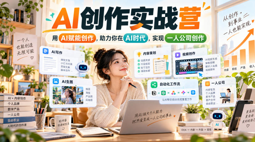 AI创作实战营，用AI赋能创作，助力你在AI时代，实现一人公司创作-翌晨科技网
