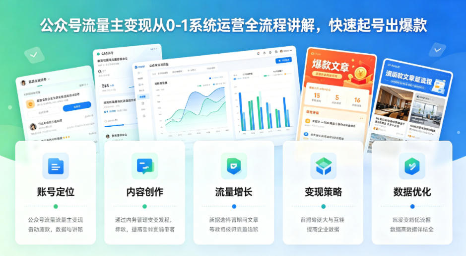 公众号流量主变现从0-1系统运营全流程讲解，快速起号出爆款-翌晨科技网