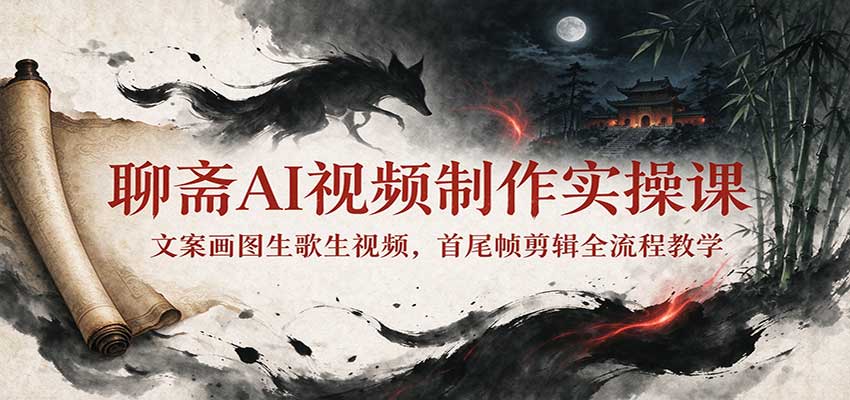 聊斋AI视频制作实操课:文案画图生歌生视频,首尾帧剪辑全流程教学-翌晨科技网