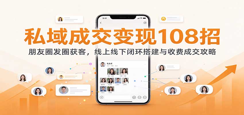 私域成交变现108招:朋友圈发圈获客,线上线下闭环搭建与收费成交攻略-翌晨科技网