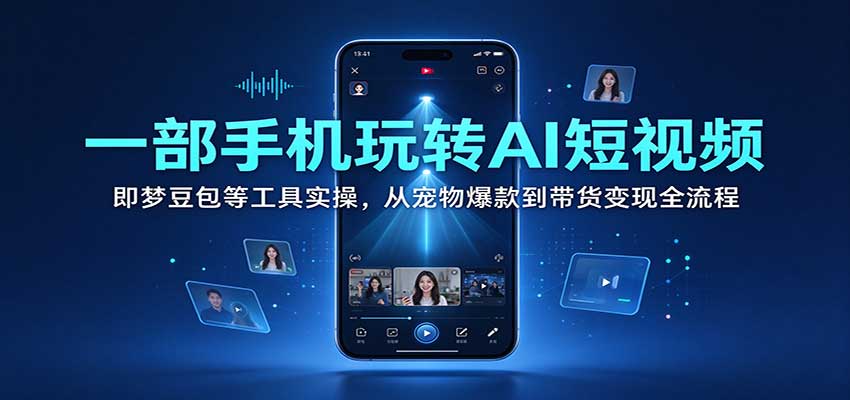 一部手机玩转AI短视频：即梦豆包等工具实操，从宠物爆款到带货变现全流程-翌晨科技网