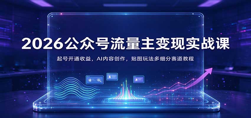 2026公众号流量主变现实战课：起号开通收益，AI内容创作，贴图玩法多细分赛道教程-翌晨科技网