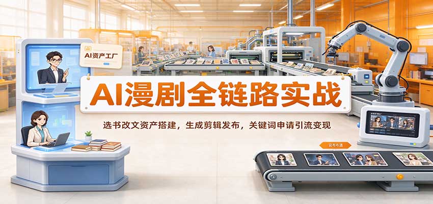 AI漫剧全链路实战：选书改文资产搭建，生成剪辑发布，关键词申请引流变现-翌晨科技网