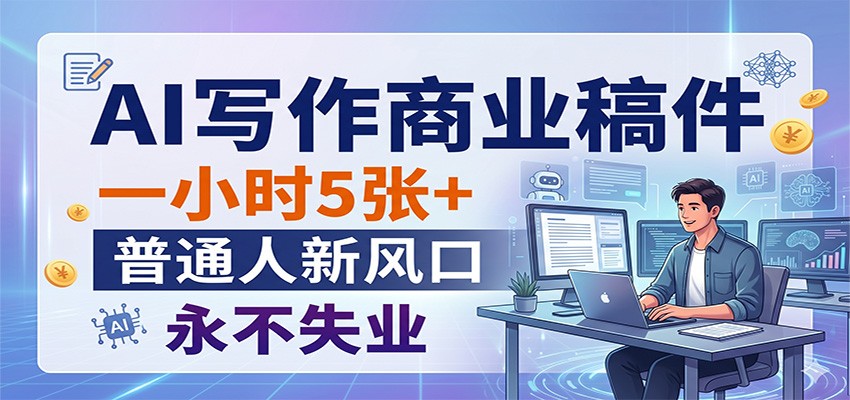 AI写作商业稿件,一小时5张+,普通人新风口,永不失业-翌晨科技网