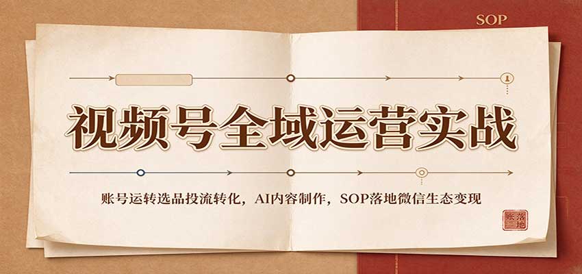 视频号全域运营实战：账号运转选品投流转化，AI内容制作，SOP落地微信生态变现-翌晨科技网