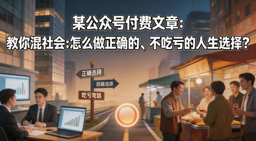 某公众号付费文章：教你混社会：怎么做正确的、不吃亏的人生选择？-翌晨科技网