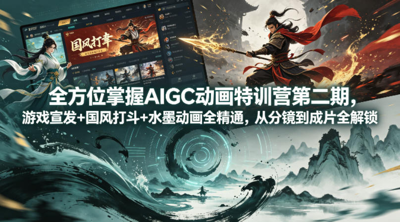 全方位掌握AIGC动画特训营第二期，游戏宣发+国风打斗+水墨动画全精通，从分镜到成片全解锁-翌晨科技网