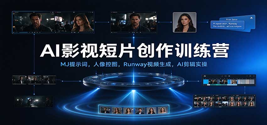 AI影视短片创作训练营：MJ提示词，人像控图，Runway视频生成，AI剪辑实操-翌晨科技网
