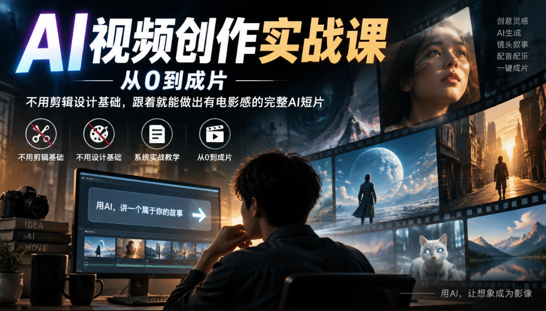 AI视频创作实战课，从0到成片，不用剪辑设计基础，跟着就能做出有电影感的完整AI短片-翌晨科技网