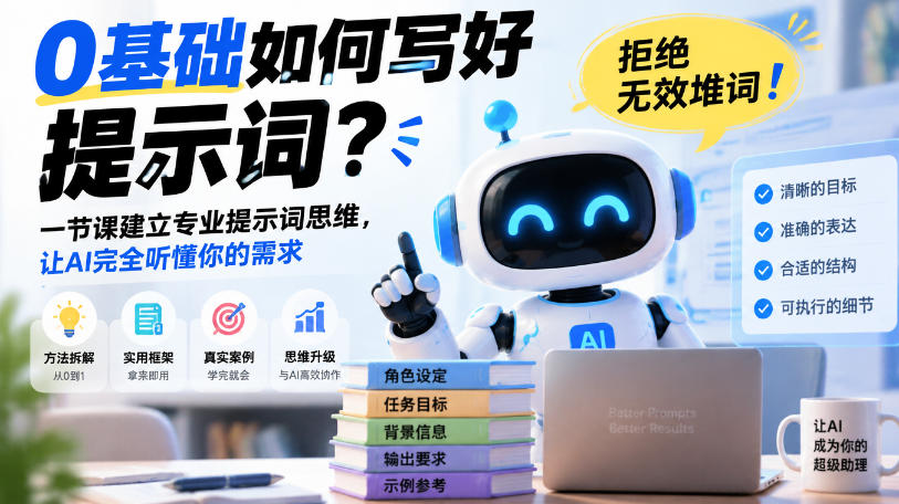 0基础如何写好提示词，拒绝无效堆词！一节课建立专业提示词思维，让AI完全听懂你的需求-翌晨科技网