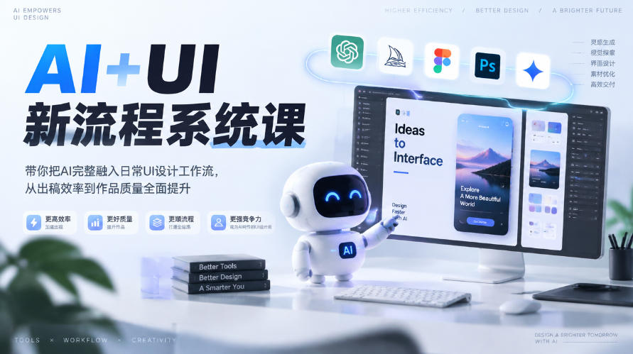 【无水印】AI+UI新流程系统课，带你把AI完整融入日常UI设计工作流，从出稿效率到作品质量全面提升（2026第4期）-翌晨科技网